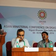 Aloysius Canete, Executive Director of A2D Project, presents lessons learned from working with government in promoting Disability-inclusive DRR at the Asian Ministerial Conference on Disaster Risk Reduction held in New Delhi, India. (Photo Credits to ASB Indonesia)